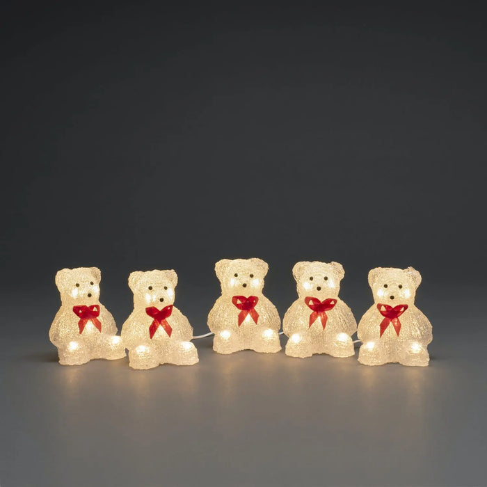 Acrylic Teddies Light String : Set of 5 : Indoor/Outdoor : Plug In : 12cm : 40 LED Konstsmide