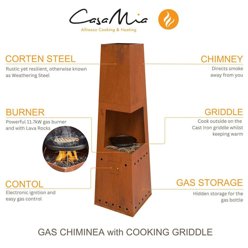 casa mia tempo gas chiminea with cooking griddle