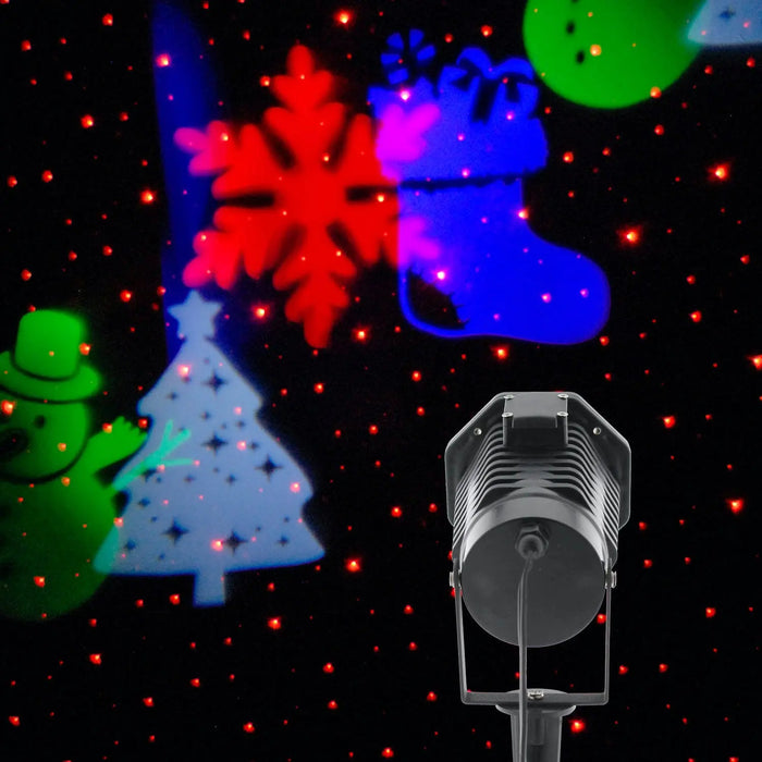 Christmas Animated LED Projector With Changeable Slides & Laser Stars Festive Productions