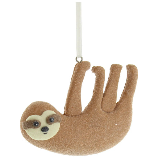 Christmas Tree Bauble : 8cm Brown Claydough Sloth Festive Productions