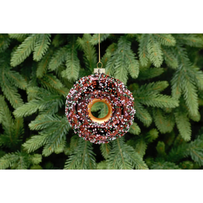 Christmas Tree Glass Bauble : 10cm Ring Donut Festive Productions