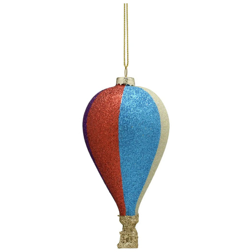 Christmas Tree Glass Bauble : 13cm Multicolour Hot Air Balloon Festive Productions