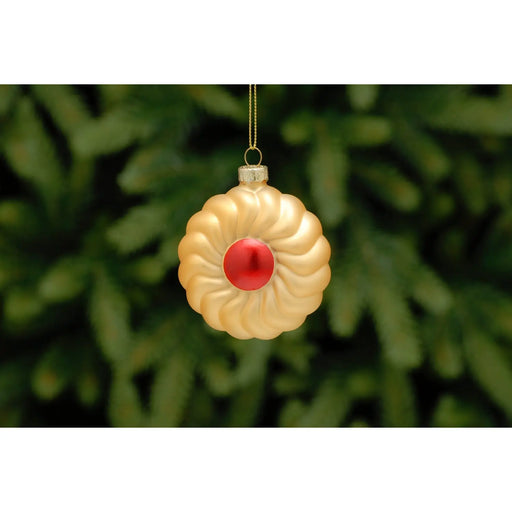 Christmas Tree Glass Bauble : 7cm Jammy Biscuit Festive Productions