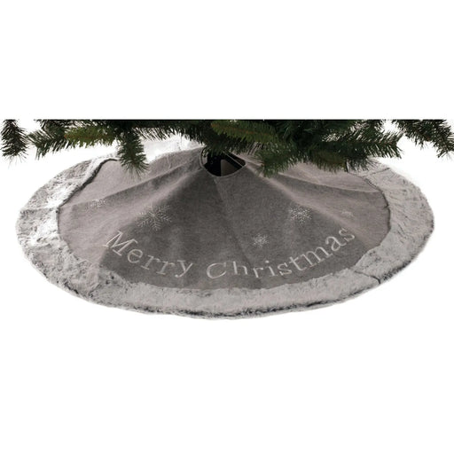 Christmas Tree Skirt : Luxurious Grey Fur : 100cm Festive Productions