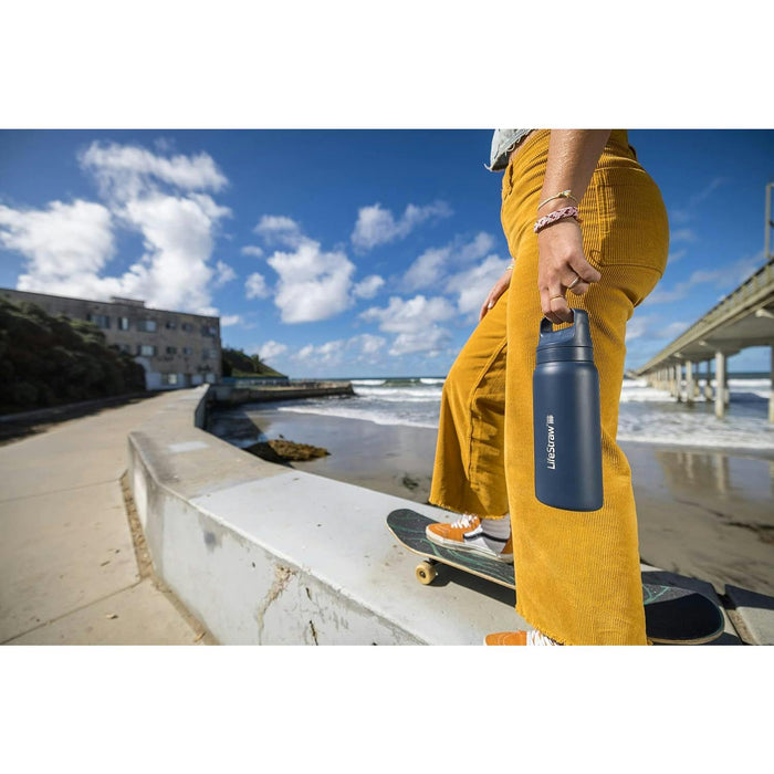 lifestraw go 20 stainless steel water filter bottle 700ml aegean sea