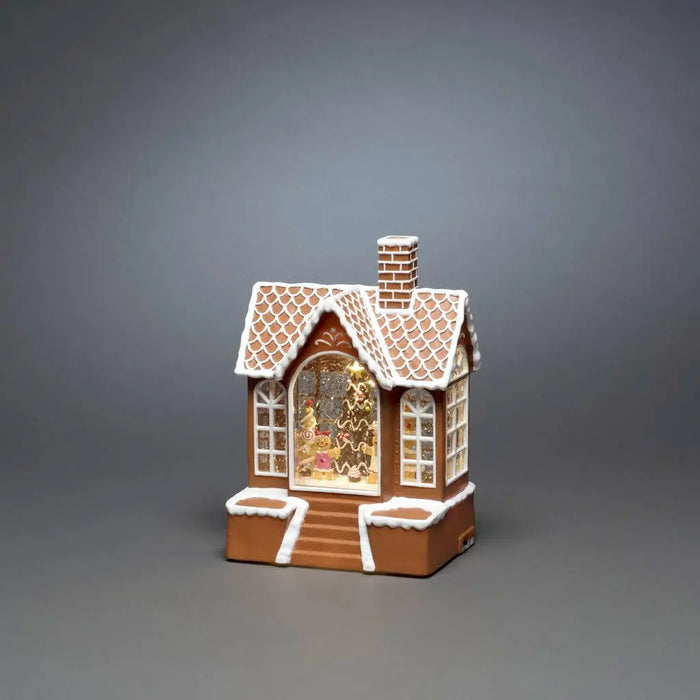 Gingerbread House : Water Filled LED Lantern : Battery/Timer : 23.5cm Konstsmide