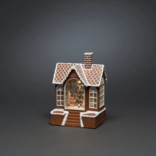 Gingerbread House : Water Filled LED Lantern : Battery/Timer : 23.5cm Konstsmide