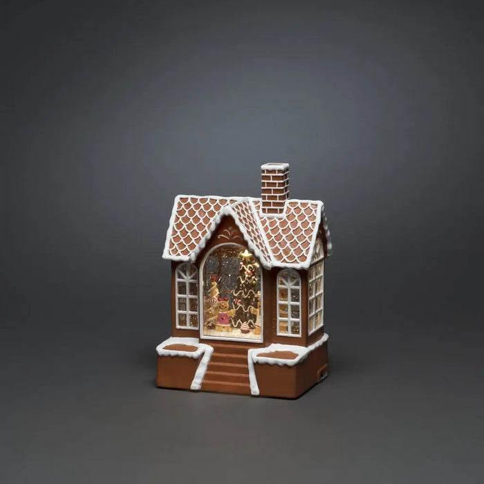 Gingerbread House : Water Filled LED Lantern : Battery/Timer : 23.5cm Konstsmide
