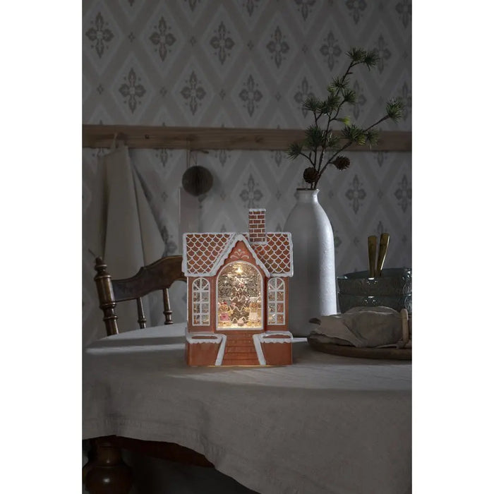Gingerbread House : Water Filled LED Lantern : Battery/Timer : 23.5cm Konstsmide