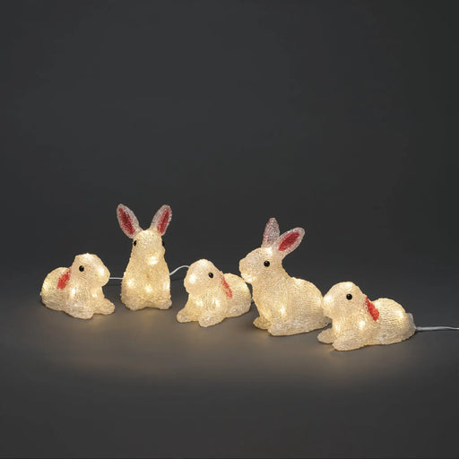 konstsmide acrylic bunny rabbits nest of 5 plug in 14cm 40 led