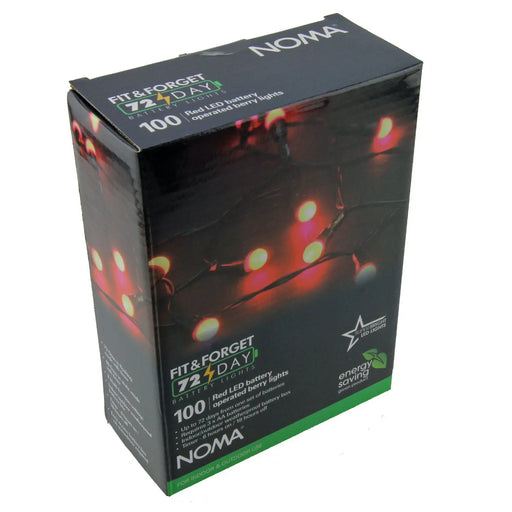 Grade A Warehouse Second - Berry Lights : Battery/Timer : 100 LED : Red Noma