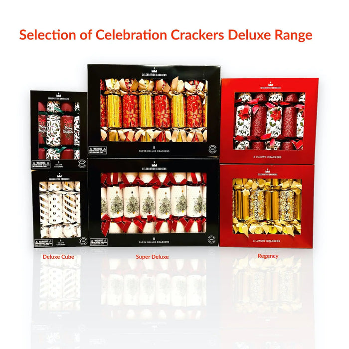 celebration crackers regency 13 fsc mix christmas crackers tray of 6 poinsettia sparkle