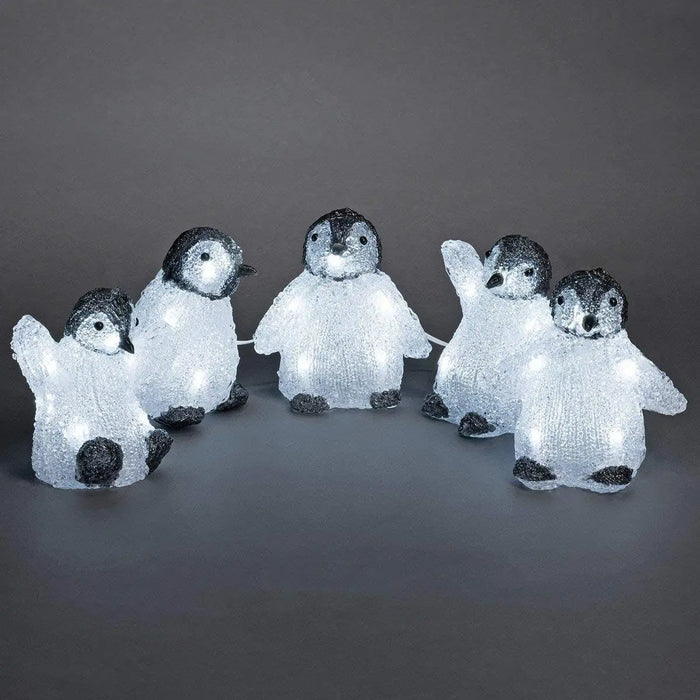 Grade A Warehouse Second - Konstsmide 40 LED Acrylic Penguin Chicks : 5x 12cm : Flock of 5 : Plug In Konstsmide