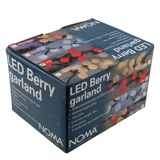 noma multifunction berry lights plugin with timer 100 led red