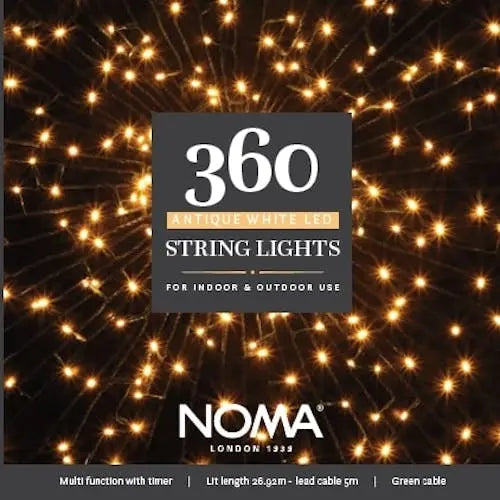 noma 360 led christmas tree lights green cable plugin with timer antique white