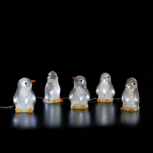noma acrylic led penguins light string huddle of 5 plug in 13cm 40 led