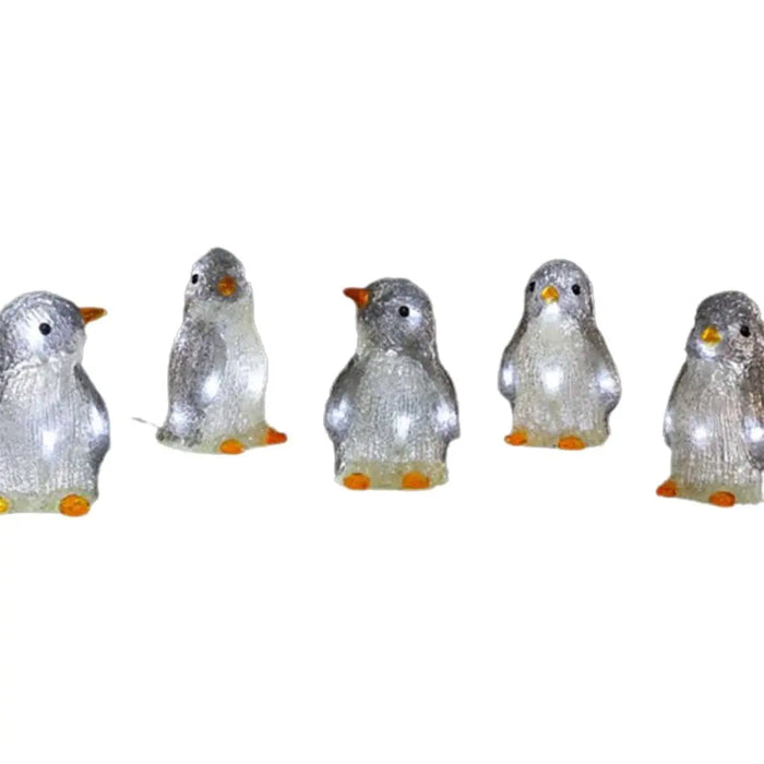 noma acrylic led penguins light string huddle of 5 plug in 13cm 40 led