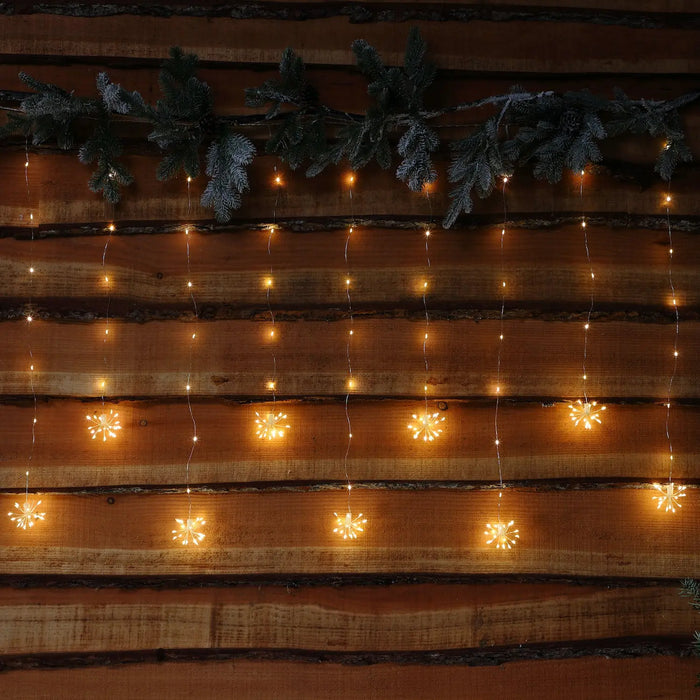 Grade A Warehouse Second - Noma Firework Christmas Curtain Light : 235 Warm White Micro LED : Plug-in : Silver Wire Noma