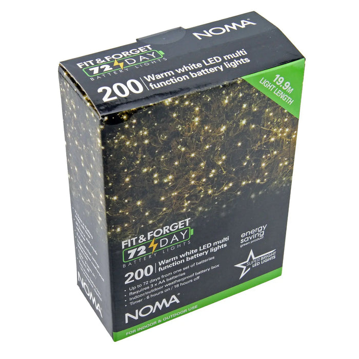 noma fit forget 200 led christmas tree lights batterytimer warm white