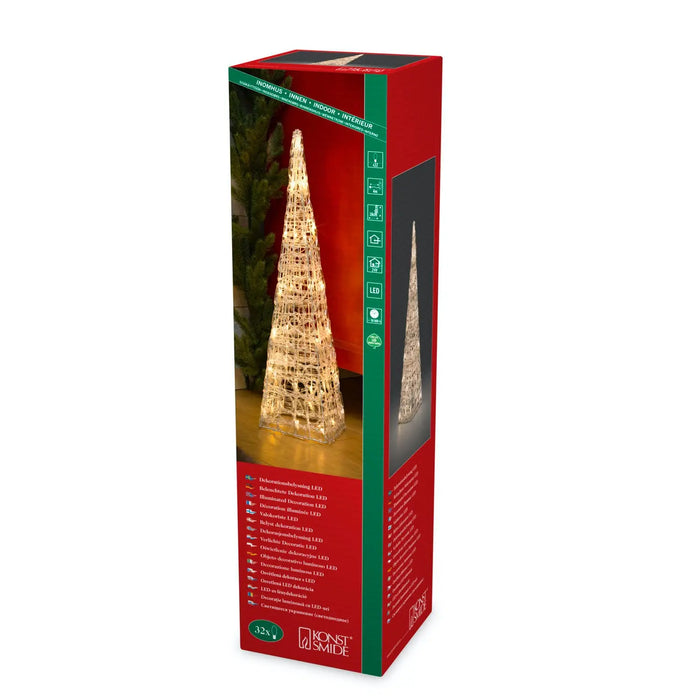 Grade B Warehouse Second - Acrylic Light Up Pyramid : 32 Warm White LEDs : 60cm : Plug In Konstsmide