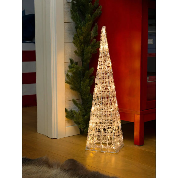 Grade B Warehouse Second - Acrylic Light Up Pyramid : 32 Warm White LEDs : 60cm : Plug In Konstsmide