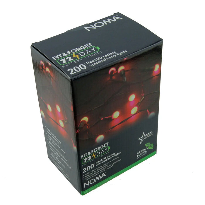 Grade B Warehouse Second - Berry Lights : Battery/Timer : 200 LED : Red Noma