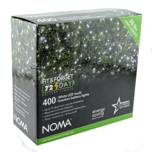 Grade B Warehouse Second - Noma Fit & Forget 400 LED Christmas Tree Lights : Battery/Timer : Bright White Noma