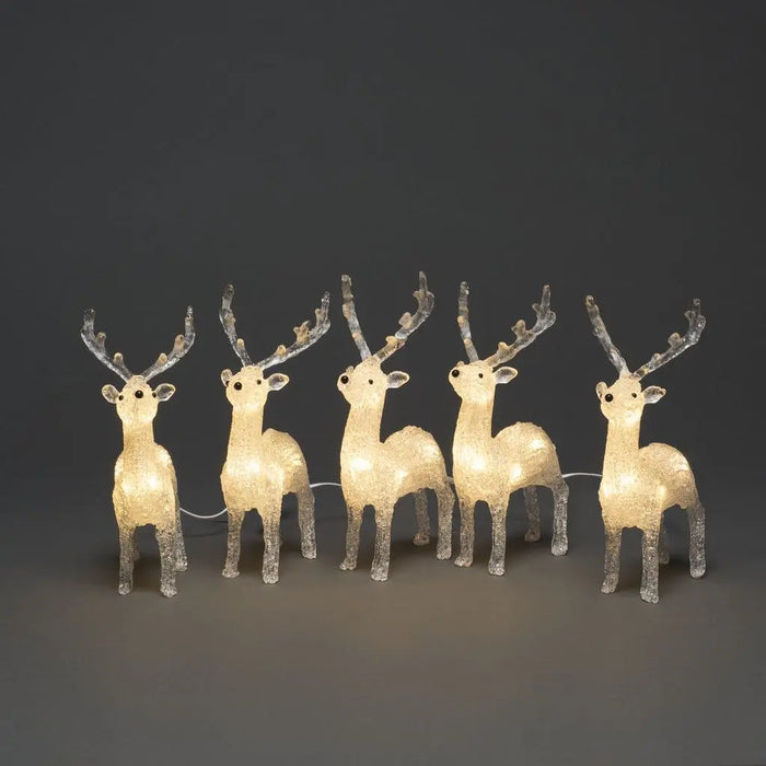 konstsmide acrylic reindeers light string herd of 5 plug in 13cm 40 led