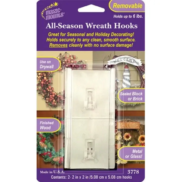 Holiday Helpers Removable Wreath Hooks Magic Mounts