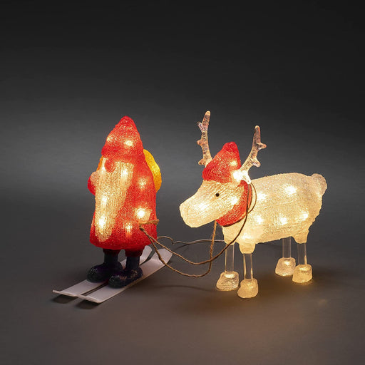 konstsmide acrylic santa and reindeer 40 led indooroutdoor plug in 235cm 245cm