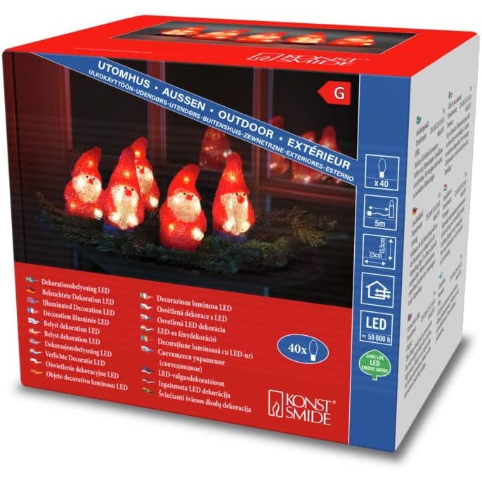 konstsmide acrylic santa light string set of 5 40 led indooroutdoor plug in 135cm