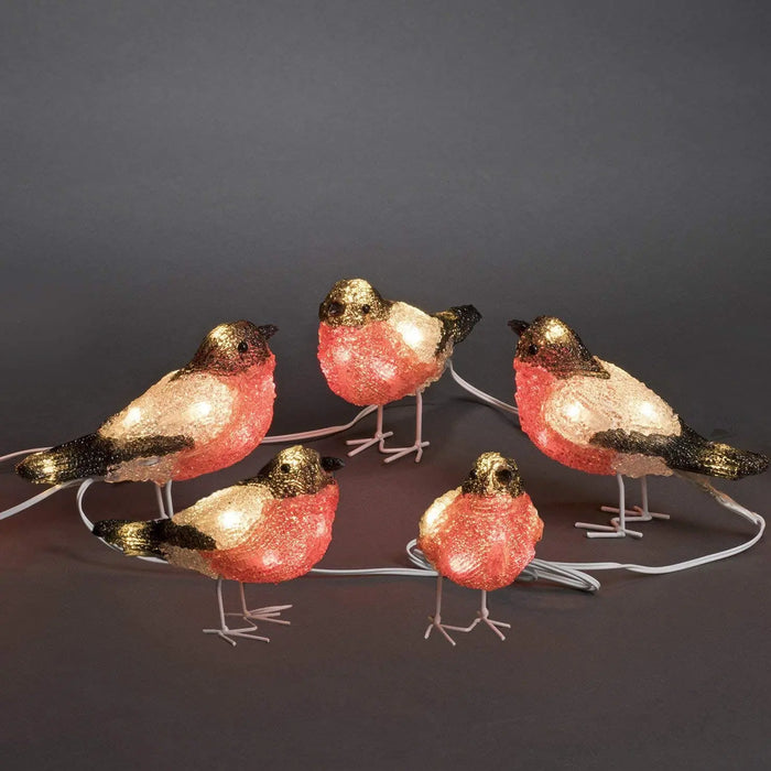 Konstsmide 40 LED Acrylic Bullfinches : 5x 12cm : Plug In : Flock of 5 Konstsmide