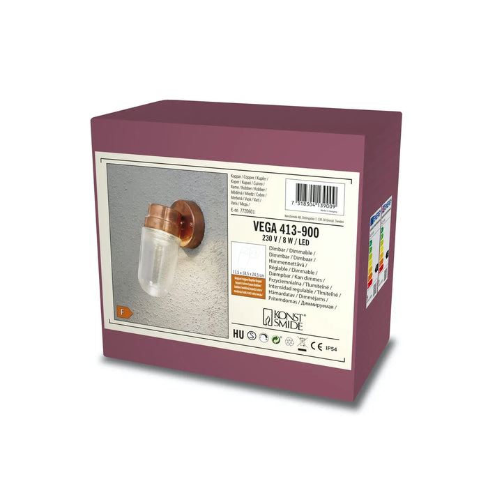 Konstsmide 413-900 : Vega Wall Lamp Copper LED 8W Konstsmide