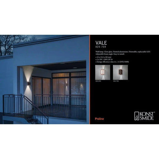 Konstsmide 424-759 : Vale Wall Light Black Copper 2 X 5W LED Adjustable Dimmable Konstsmide