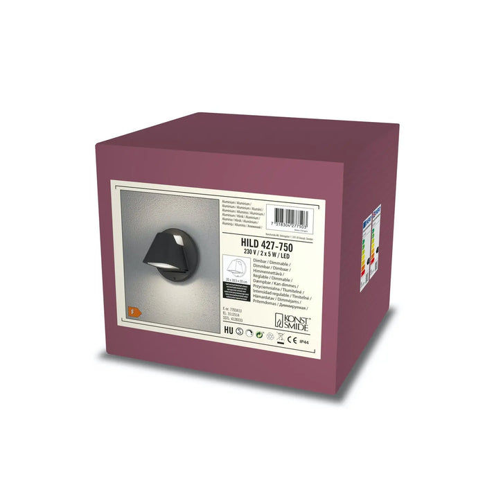 Konstsmide 427-750 : Hild Wall Light 2 X 5W LED Black Konstsmide