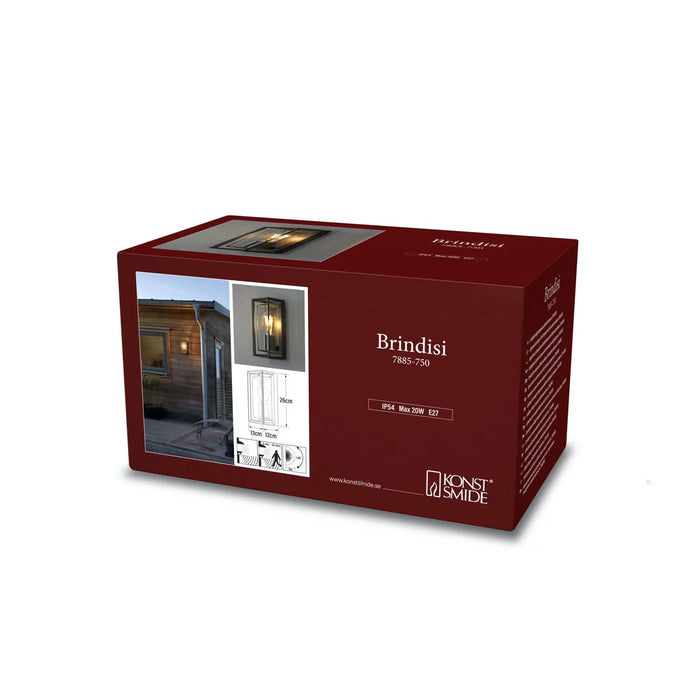 Konstsmide 7885-750 : Brindisi Wall Light Sensor Black Open Frame Clear Glass E27 Konstsmide