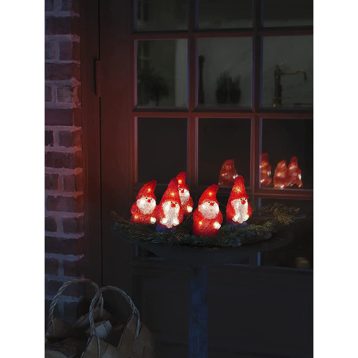 Konstsmide Acrylic Santa Light String : Set of 5 : 40 LED : Indoor/Outdoor : Plug In : 13.5cm Konstsmide