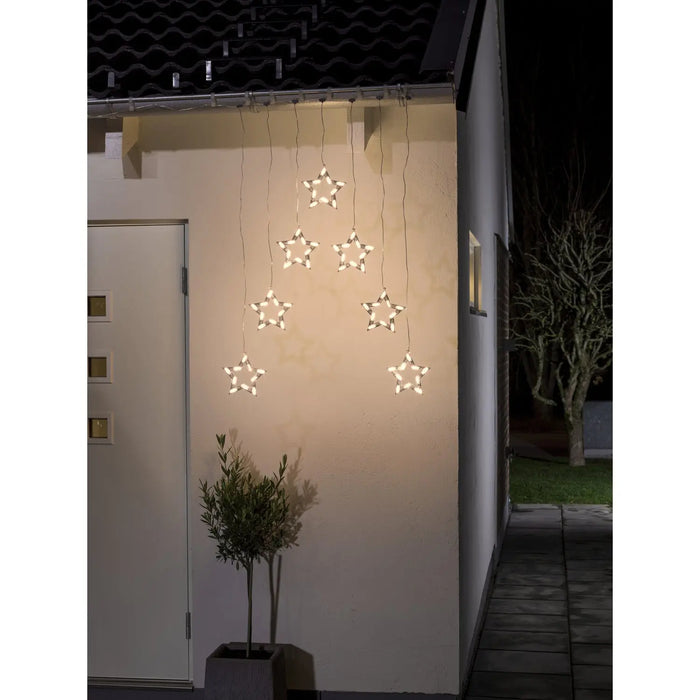Konstsmide Star Curtain : 7 Stars 70 LEDs : 72 x 118cm : Plug In Konstsmide