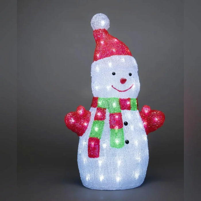 Light Up Acrylic Snowman With 88 White LEDs : Plug In : 50cm Konstsmide