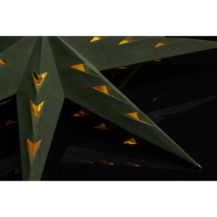 Light Up Paper Star : 7 Points, 60cm, Green Velvet / Gold Konstsmide
