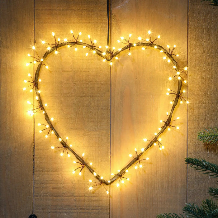 Noma Cluster Light Heart : Plug In with Timer : 25cm : Antique White LEDs Noma