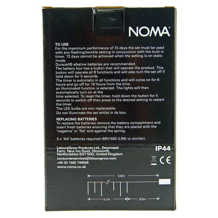 Noma Fit & Forget 200 LED Icicle Lights : Battery/Timer : Bright White Noma