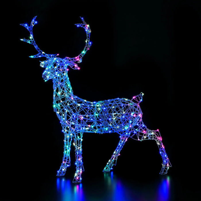 Noma Large 1.4m Reindeer Stag : Rattan with 300x Multicolour LEDs : Indoor/Outdoor : Plug in with Remote Control Noma