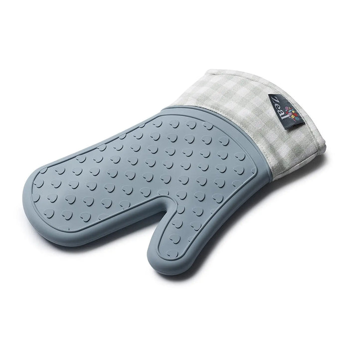 Silicone Steam Stop Oven Glove : Gingham, Duck Egg Blue Zeal