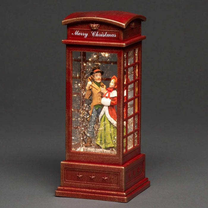 Water Filled LED Lantern : Battery & Timer : Dickensian Carol Singers in Phone Box Konstsmide