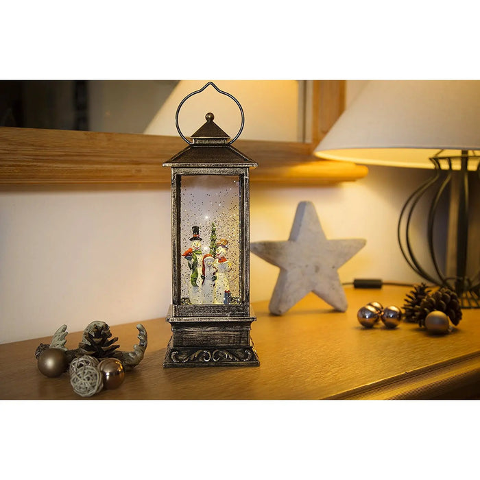 Water Filled LED Lantern : Battery & Timer : Snowmen Konstsmide