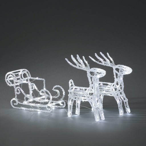konstsmide 96 led spun acrylic reindeer sledge plug in