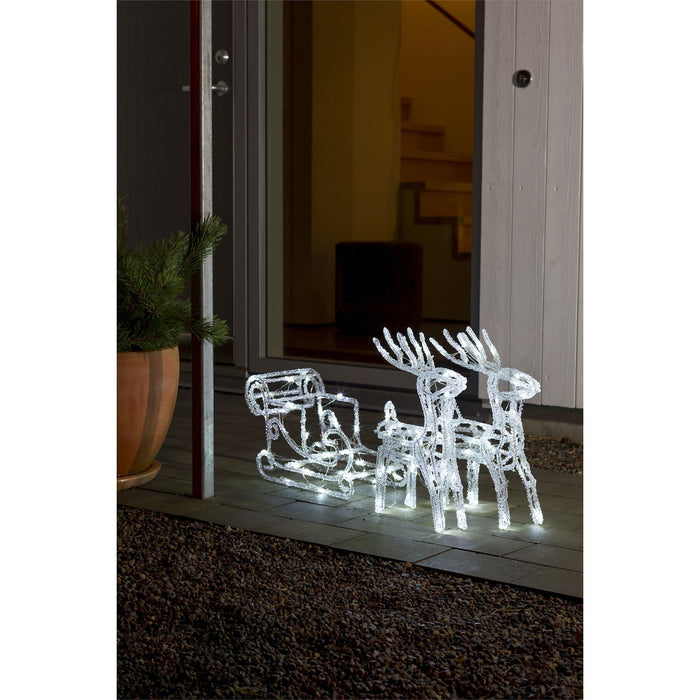 konstsmide 96 led spun acrylic reindeer sledge plug in