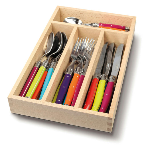 laguiole cutlery set 24pcs in a tray in multicolour